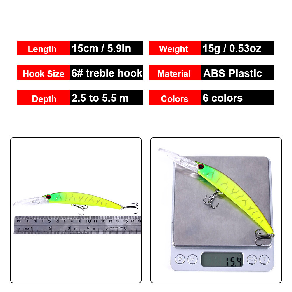 1 pçs 15cm 15g mergulho profun - Fishing Lure Crankbait avaliação e preço